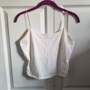 Gaze Women's Tank Top Small White Cropped Spaghetti Strap Shelf Bra Comfort